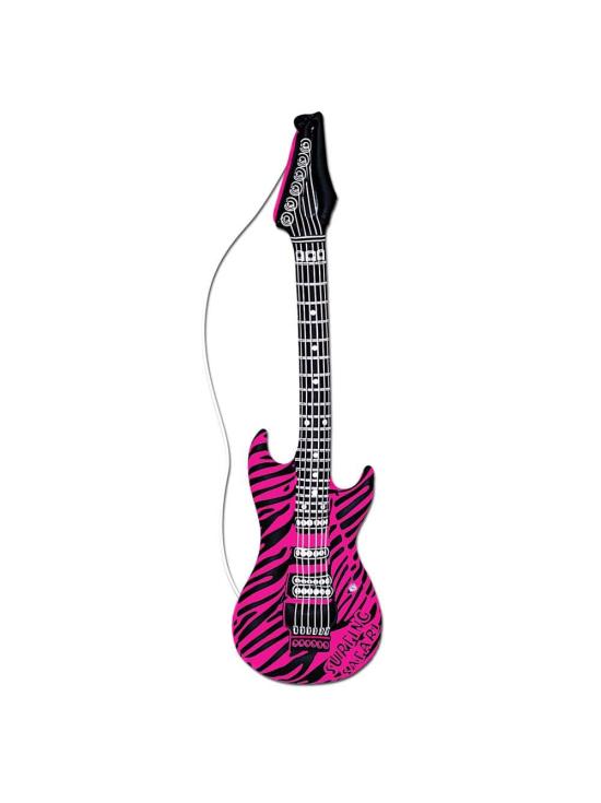 Guitarra hinchable zebra color rosa 107 cm .