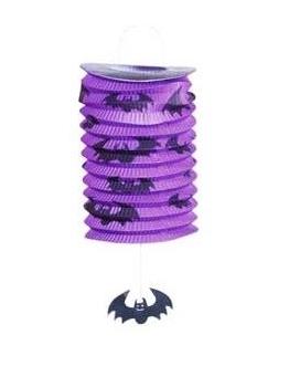 HALLOWEEN FAROLILLO TUBULAR MORADO MURCIELAGOS 16 CMS