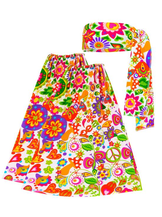 Hippie Set 60s / 70s, diadema y guanteletes, hippie, reggae, flower power
