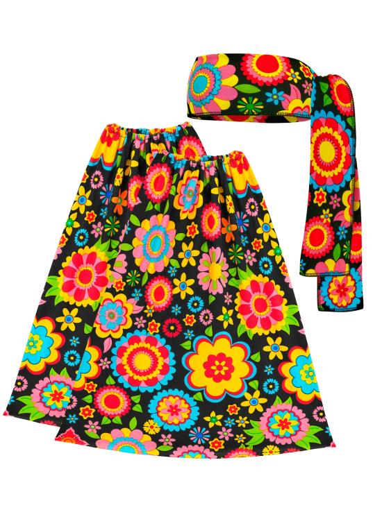 Hippie Set 60s / 70s, Flower diadema y guanteletes, hippie, reggae, flower power