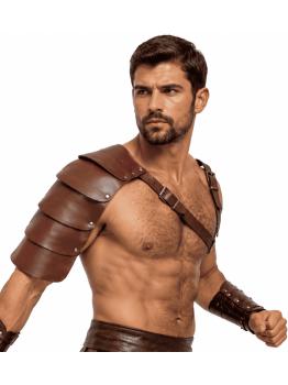 Hombrera de gladiador romano efecto cuero marrón