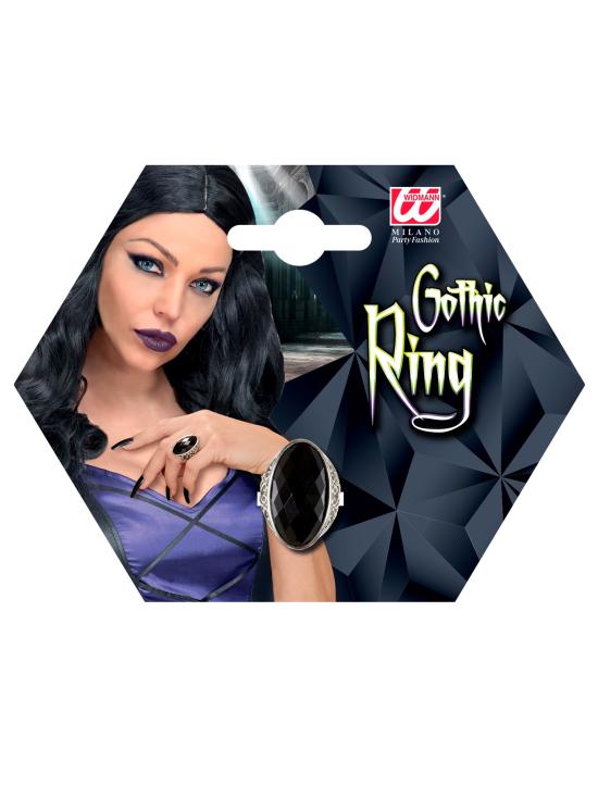 "ANILLO GEMA NEGRA GÓTICA"