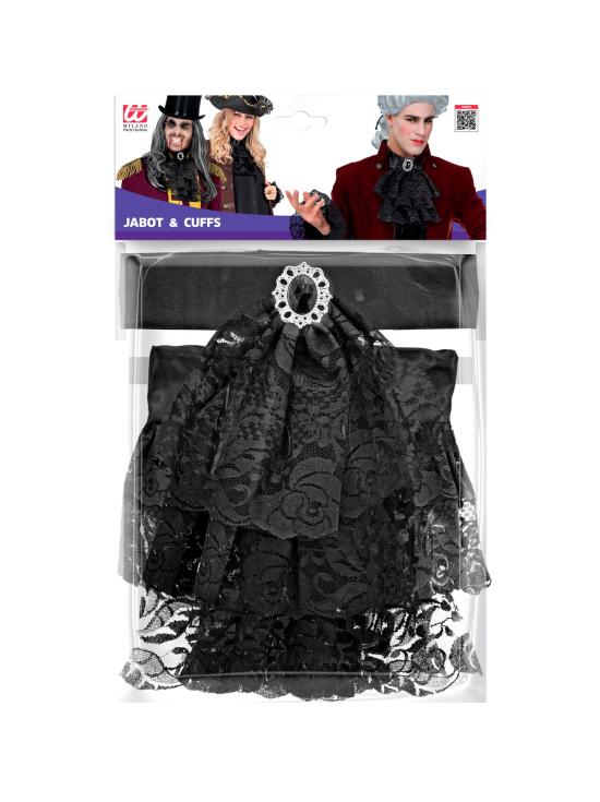 Jabot con gema y muñequeras de encaje – complemento para disfraces