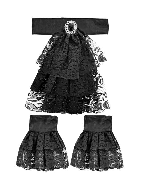 Jabot con gema y muñequeras de encaje – complemento para disfraces