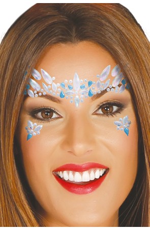 Joyas Faciales adhesivas Azules y Blancas