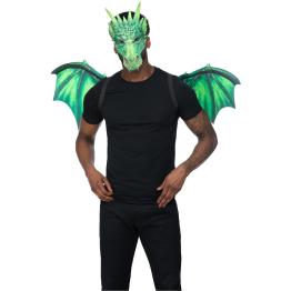 Kit de dragón verde, con máscara y alas