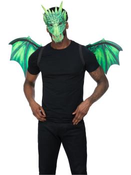 Kit de dragón verde, con máscara y alas