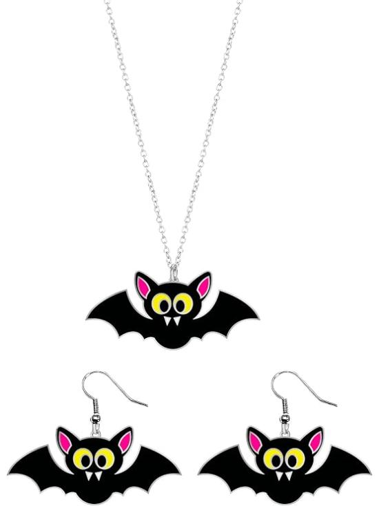 Kit de Pendientes y Collar de Murciélagos para Halloween