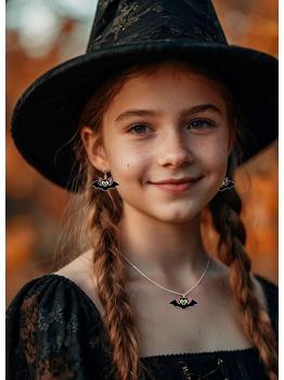 Kit de Pendientes y Collar de Murciélagos para Halloween