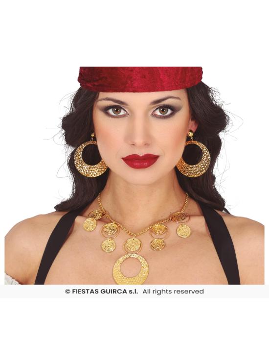 Kit de pendientes y collar de zíngara para mujer