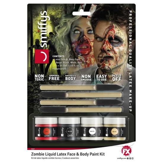 Kit zombi terrorífico con látex líquido Lujo