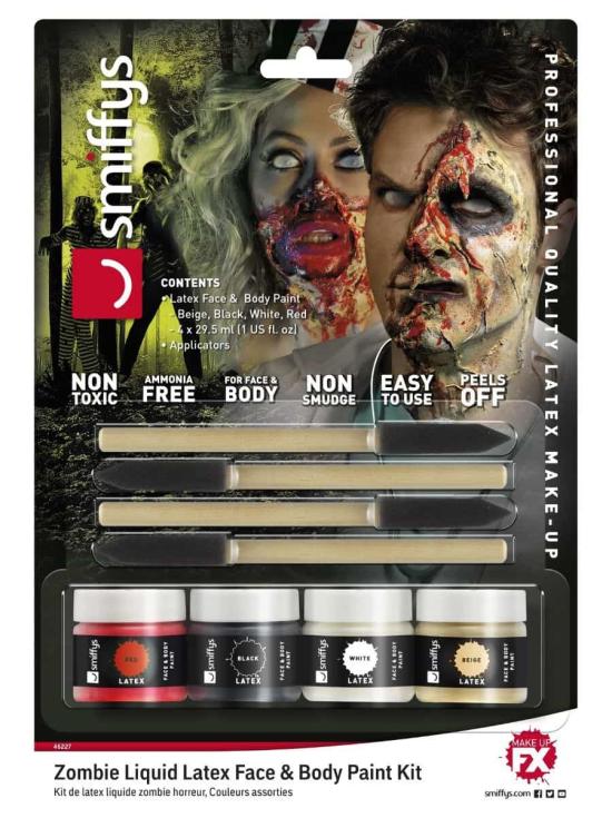 Kit zombi terrorífico con látex líquido Lujo