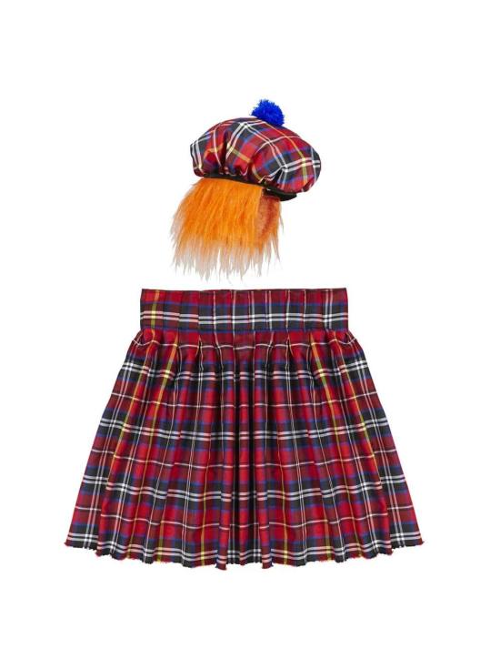 Set Escocés Lujo con Falda Escocesa y Gorra con Peluca