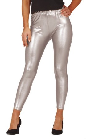 Leggins metalizados plateados