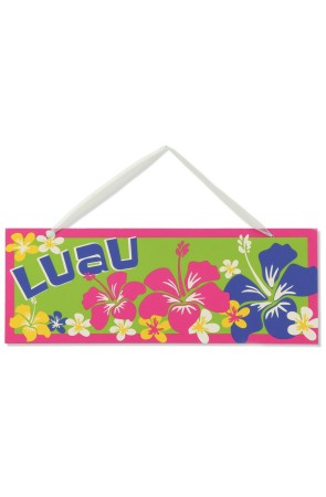 Letrero decorativo fiesta hawaiana 25 x 11,5 cms