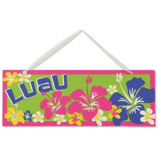 Letrero decorativo fiesta hawaiana 25 x 11,5 cms