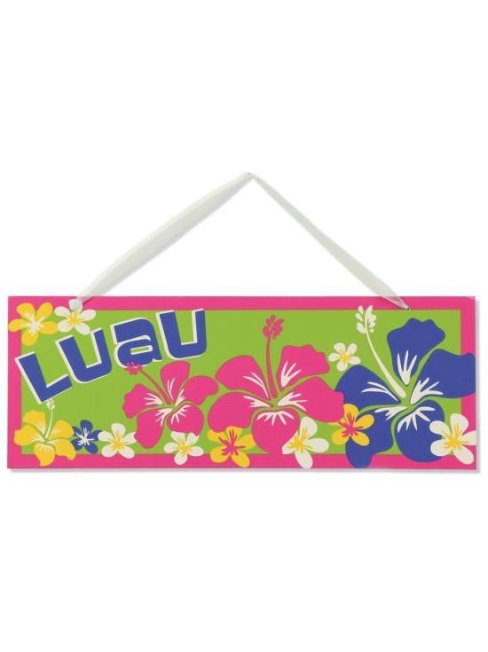 Letrero decorativo fiesta hawaiana 25 x 11,5 cms