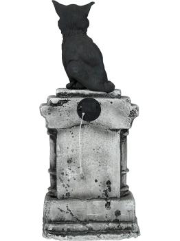 Lápida con Gato Luz y Sonido (90x40 cm) - Decoración de Halloween para Fiestas y Celebraciones - Ideal para Ambientes Terroríficos y Escenarios de Miedo - Gris Negro