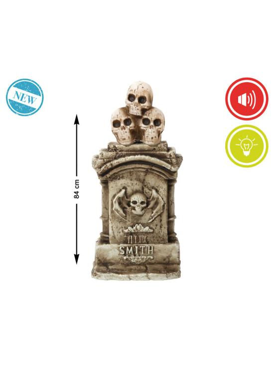 Lápida 84 cm con Luz, Sonido y Movimiento - Decoración de Halloween