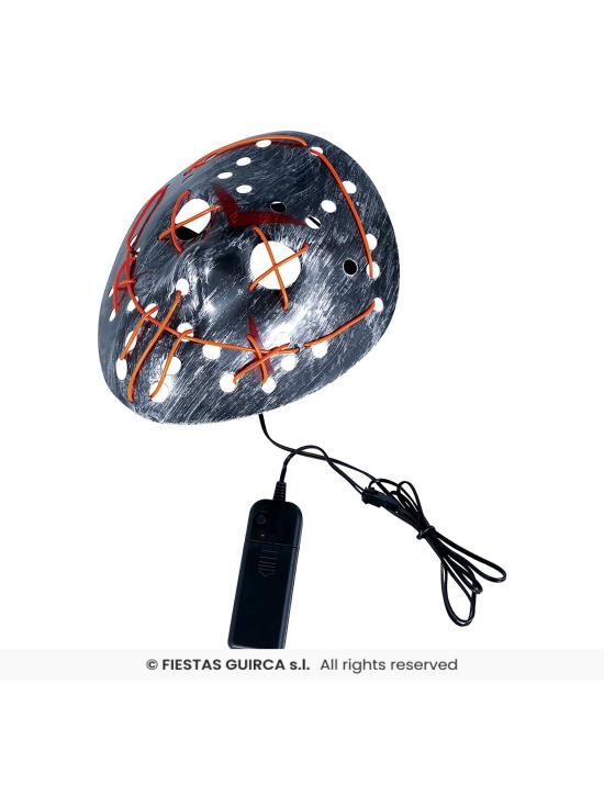 Mascara hockey plata con luz, pvc