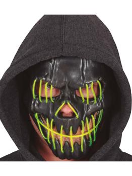 Mascara negra sonrriente con luz, pvc