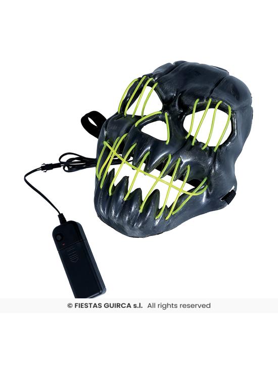 Mascara negra sonrriente con luz, pvc