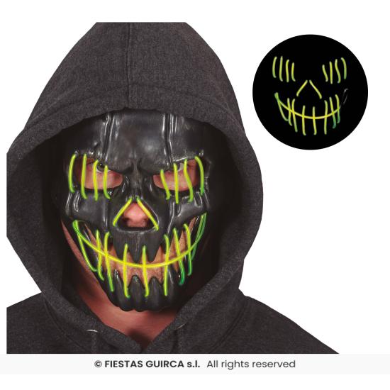 Mascara negra sonrriente con luz, pvc