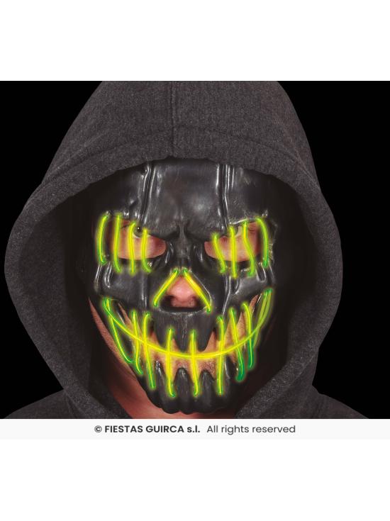 Mascara negra sonrriente con luz, pvc