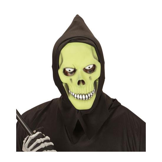 Mascara verde  con capucha brilla en oscuridad