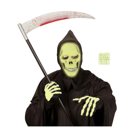 Mascara verde  con capucha brilla en oscuridad