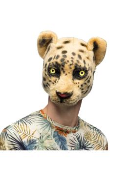 Media máscara de peluche de leopardo