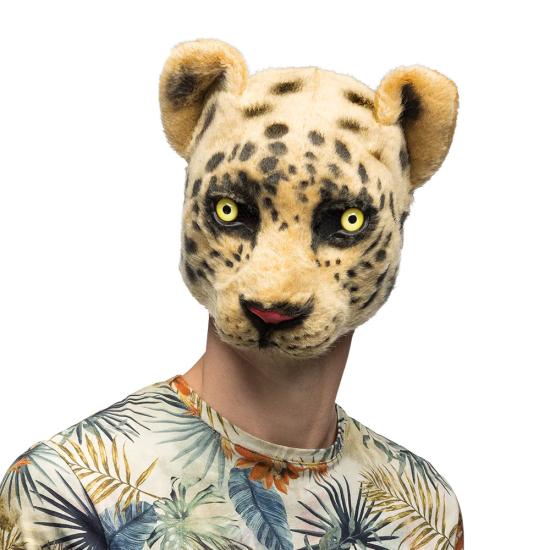 Media máscara de peluche de leopardo