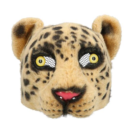 Media máscara de peluche de leopardo
