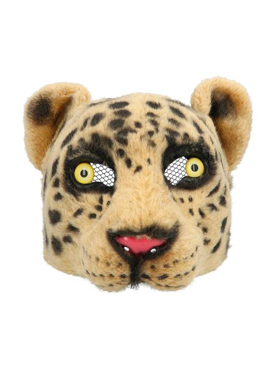Media máscara de peluche de leopardo