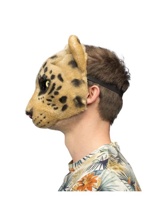 Media máscara de peluche de leopardo