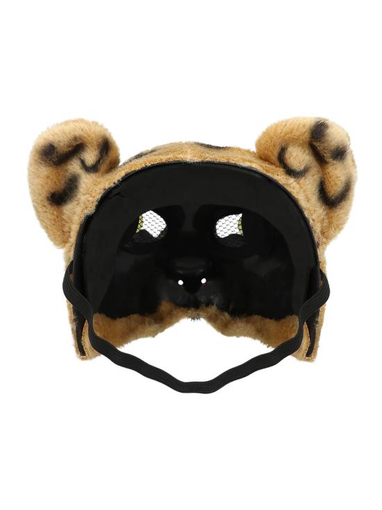 Media máscara de peluche de leopardo