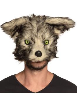 Media máscara de peluche lobo