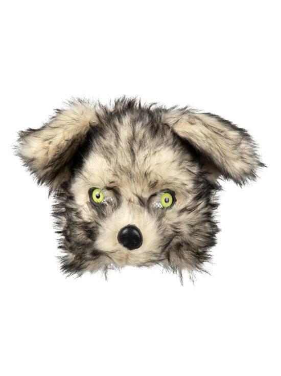 Media máscara de peluche lobo