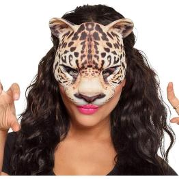 Media máscara, estampado realista leopardo
