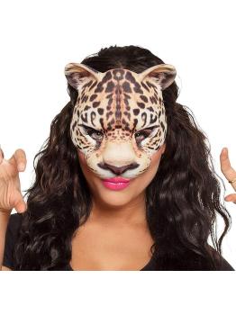 Media máscara, estampado realista leopardo