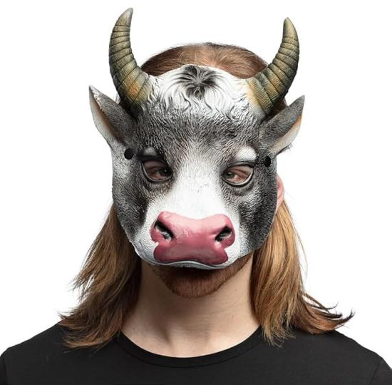 Media máscara, estampado realista Vaca