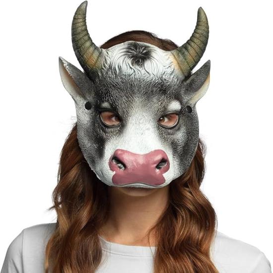 Media máscara, estampado realista Vaca