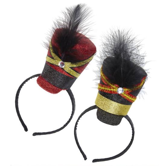 Mini Gorro Majorette Purpurina con Gema y Pluma.2*