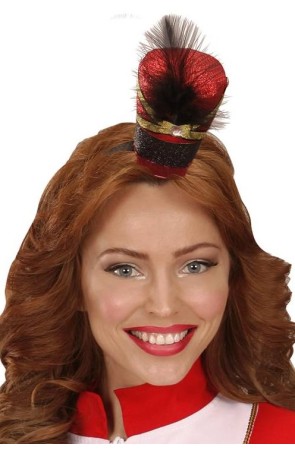Mini Gorro Majorette Purpurina con Gema y Pluma.2*