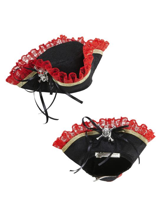 Mini tricornio de pirata con calavera