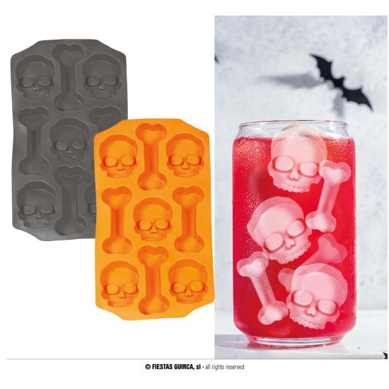 Molde para hacer Cubitos de Hielo con forma de Calaveras y Huesos.