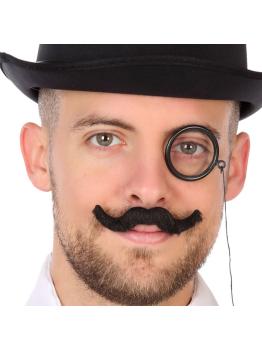 Monóculo con bigote para disfraces