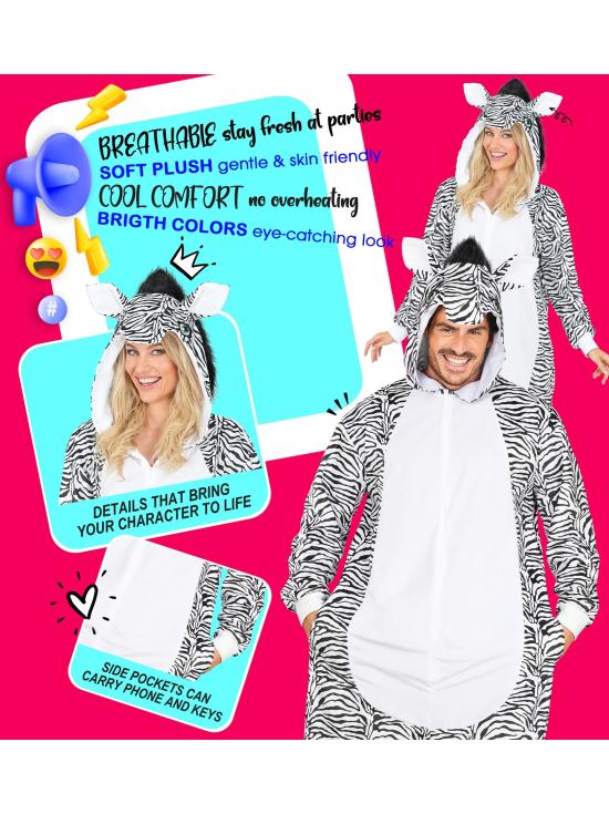 Mono Cebra Unisex de Felpa para Adulto