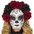 Máscara Día de los Muertos con Rosas Negras y Burdeos para Mujer