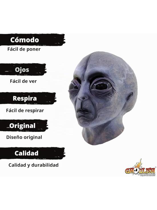 Máscara Alien Área 51 de Látex Ghoulish Productions Adulto